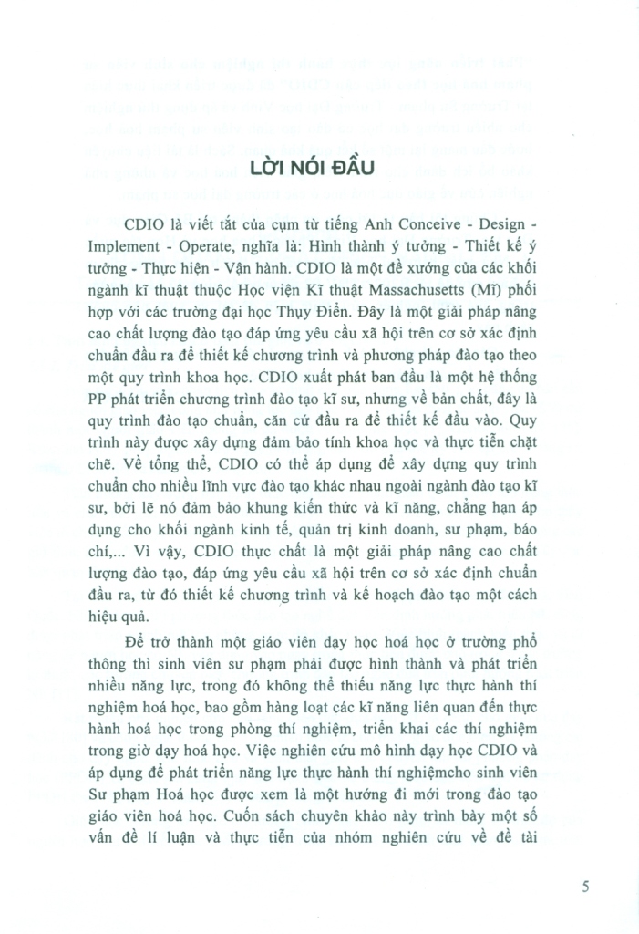 PHÁT TRIỂN NĂNG LỰC THỰC HÀNH THÍ NGHIỆM CHO SINH VIÊN SƯ PHẠM HÓA HỌC THEO TIẾP CẬN CDIO