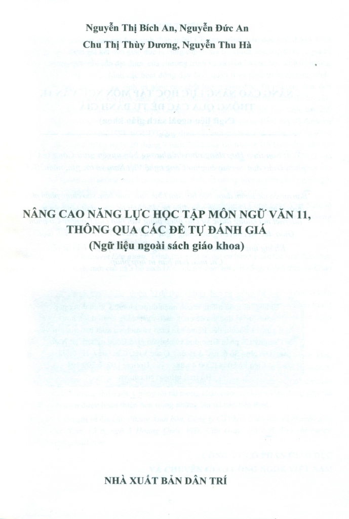 NÂNG CAO NĂNG LỰC HỌC TẬP MÔN NGỮ VĂN LỚP 11 THÔNG QUA CÁC ĐỀ TỰ ĐÁNH GIÁ (Ngữ liệu ngoài SGK)