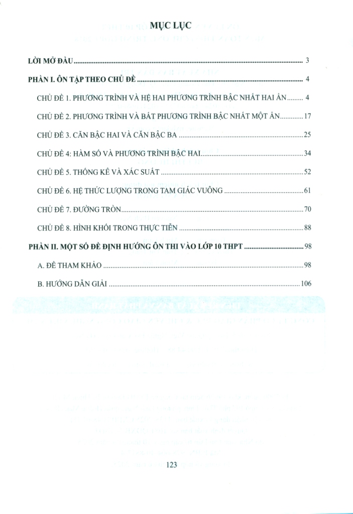 ÔN LUYỆN THI VÀO LỚP 10 THPT MÔN TOÁN (Theo Chương trình GDPT 2018)
