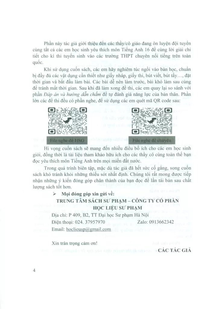 TUYỂN CHỌN ĐỀ THI HỌC SINH GIỎI 9 VÀ THI VÀO LỚP 10 CHUYÊN - MÔN TIẾNG ANH (Tài liệu ôn thi HSG và thi vào khối 10 THPT Chuyên; Biên soạn theo chương trình GDPT mới)