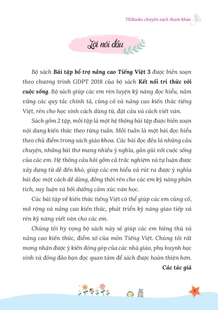 BÀI TẬP BỔ TRỢ NÂNG CAO TIẾNG VIỆT LỚP 3 - TẬP 1 (Dùng kèm SGK Kết nối tri thức)
