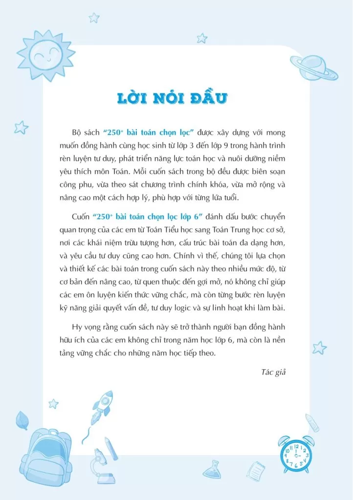 250+ BÀI TOÁN CHỌN LỌC LỚP 6 (Bám sát chương trình SGK mới và định hướng đề thi nâng cao)