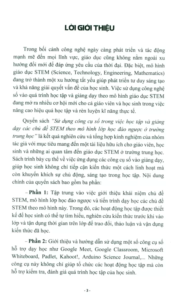 SỬ DỤNG CÔNG CỤ SỐ TRONG VIỆC HỌC TẬP VÀ GIẢNG DẠY CÁC CHỦ ĐỀ STEM THEO MÔ HÌNH LỚP HỌC ĐẢO NGƯỢC Ở TRƯỜNG TRUNG HỌC