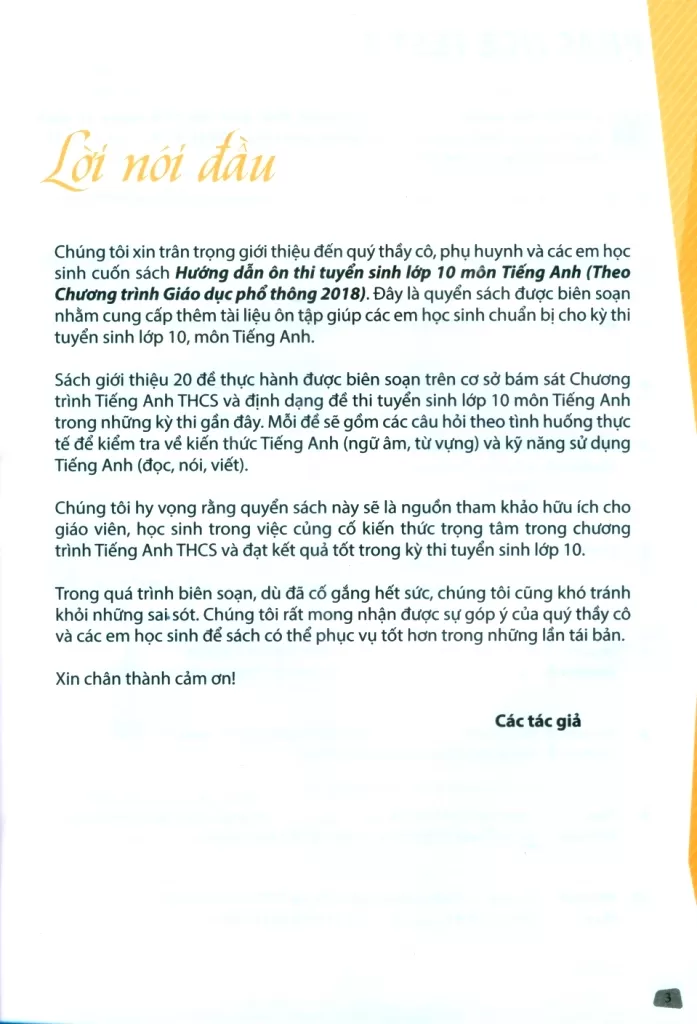 HƯỚNG DẪN ÔN THI TUYỂN SINH 10 MÔN TIẾNG ANH (Bám sát cấu trúc đề thi của TP. HCM năm học 2025 - 2026; Theo Chương trình GDPT 2018)