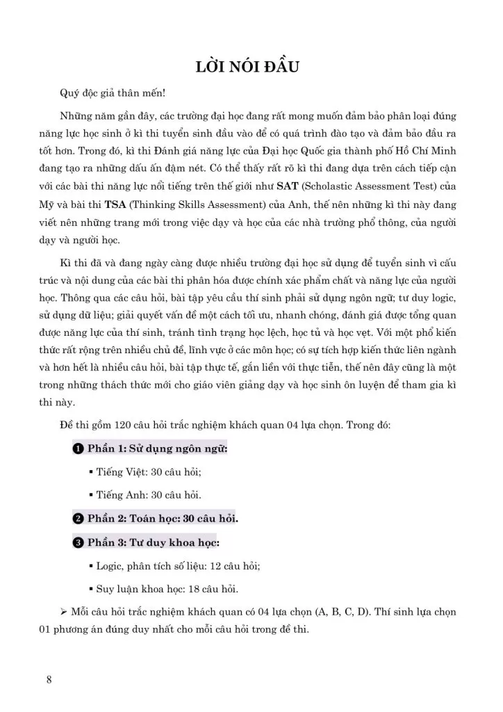 HCM - VACT Luyện thi Đánh giá năng lực - Đại học Quốc gia TP. HCM - 300 BÀI ĐỌC HIỂU LÍ HÓA SINH