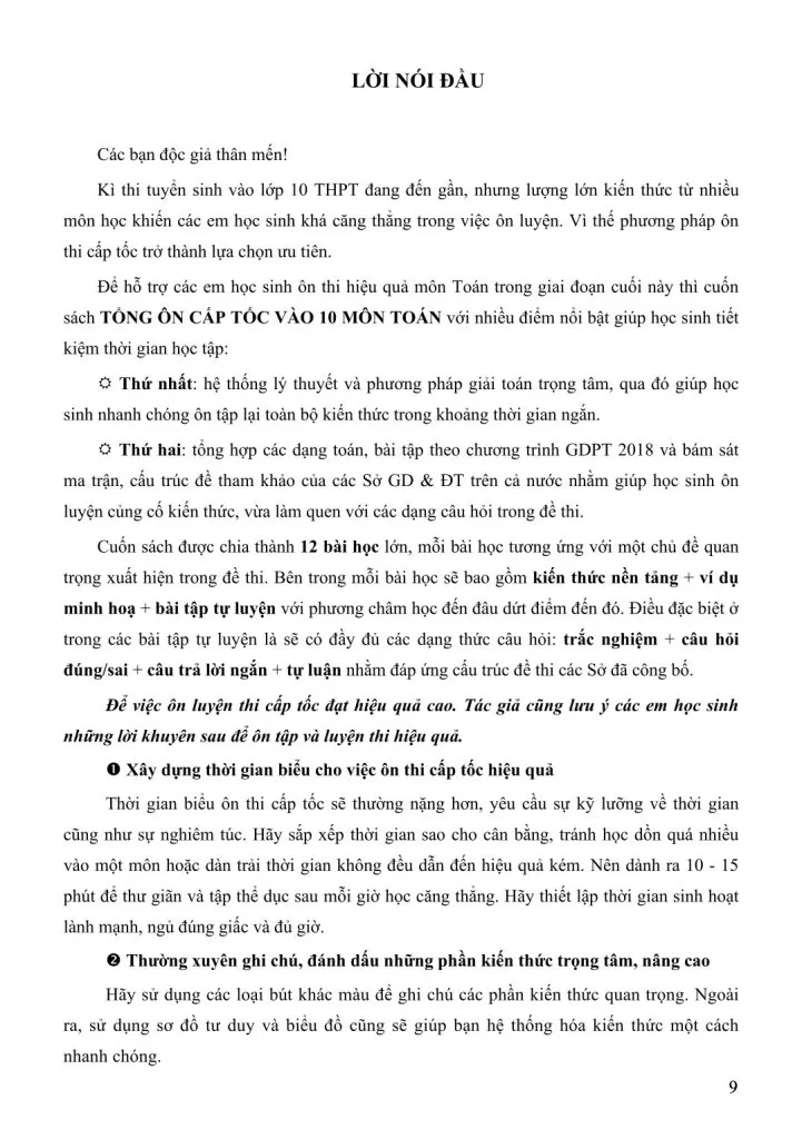 CẤP TỐC LUYỆN THI VÀO 10 MÔN TOÁN (Hệ thống lại kiến thức theo chương trình SGK mới, Bài tập có lời giải chi tiết...)