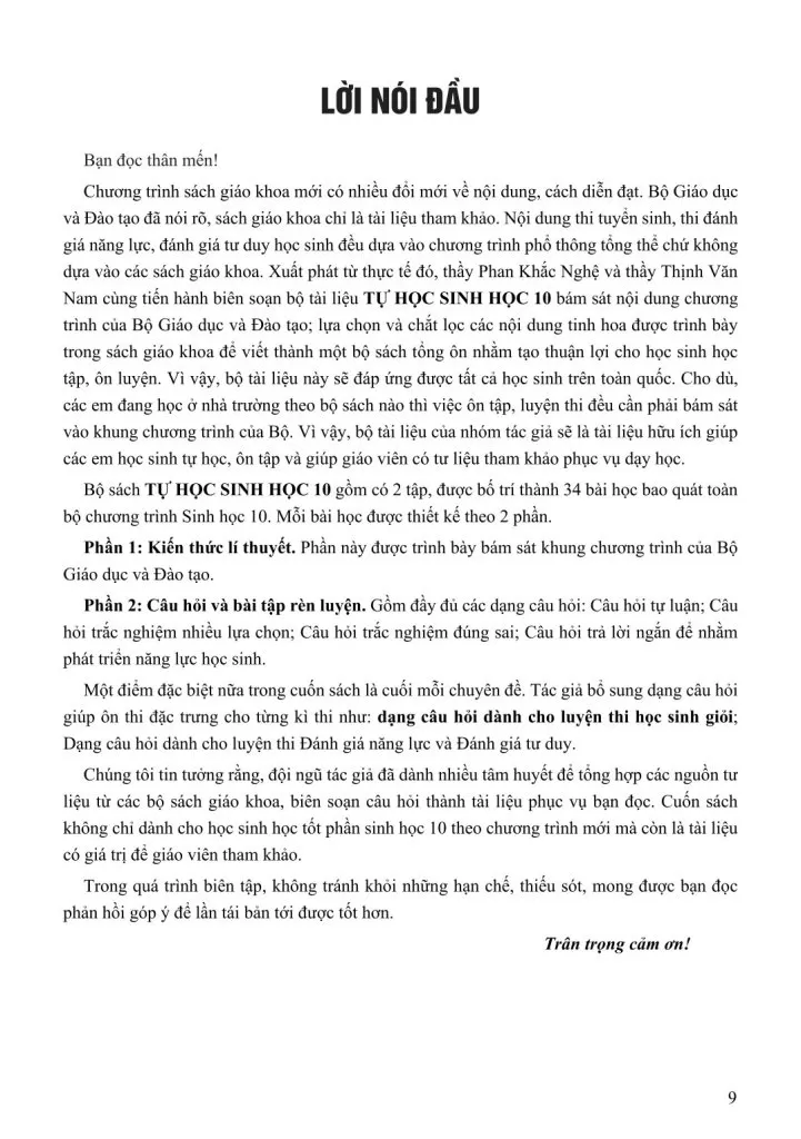 TỰ HỌC SINH HỌC LỚP 10 - TẬP 1 (Tài liệu dùng để bồi dưỡng học sinh giỏi - Sử dụng cho các bộ SGK hiện hành)