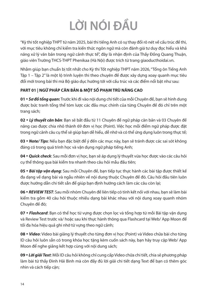 TỔNG ÔN TIẾNG ANH - TẬP 1 (Dành cho học sinh luyện thi tốt nghiệp THPT 2026)