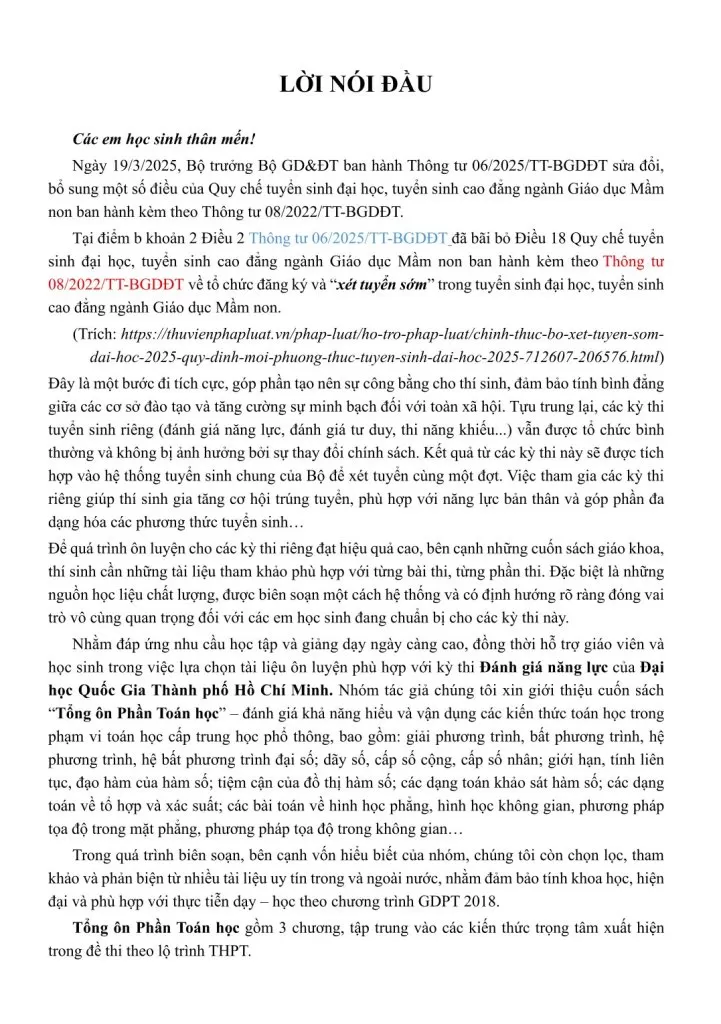 HCM - VACT Luyện thi Đánh giá năng lực theo cấu trúc đề của Đại học Quốc gia TP. HCM - TỔNG ÔN PHẦN TOÁN HỌC