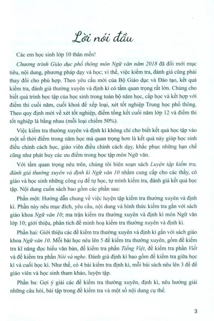 LUYỆN TẬP KIỂM TRA, ĐÁNH GIÁ THƯỜNG XUYÊN VÀ ĐỊNH KÌ NGỮ VĂN LỚP 10 (Theo Chương trình GDPT 2018)