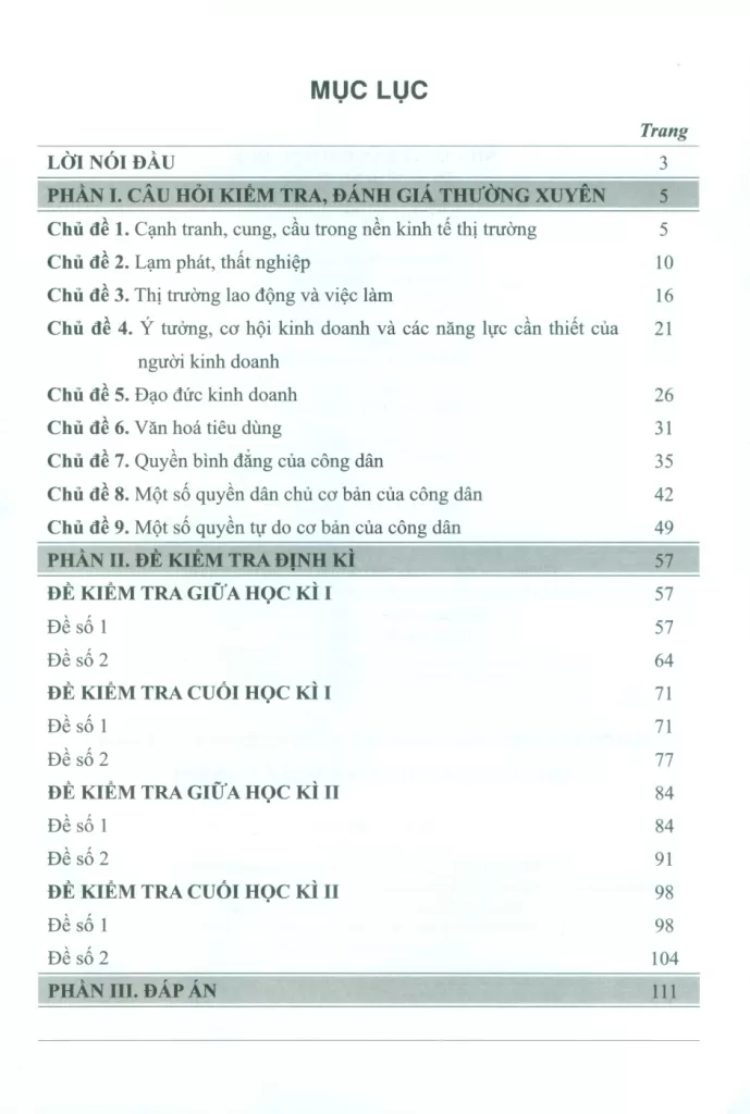 LUYỆN TẬP KIỂM TRA, ĐÁNH GIÁ THƯỜNG XUYÊN VÀ ĐỊNH KÌ GIÁO DỤC KINH TẾ VÀ PHÁP LUẬT LỚP 11 (Theo Chương trình GDPT 2018)