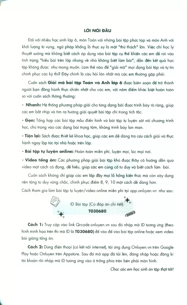 GIẢI MÃ BÀI TẬP MÔN TOÁN - ANH LỚP 6 (Định hướng nội dung chuẩn theo chương trình SGK mới)
