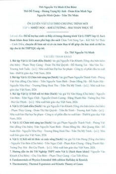 ÔN LUYỆN VẬT LÍ LỚP 12 - TẬP 1: NHIỆT HỌC - KHIÍ LÝ TƯỞNG - BÀI TOÁN THỰC TẾ (Theo nội dung chương trình mới - Dùng chung cho 3 bộ SGK hiện hành)