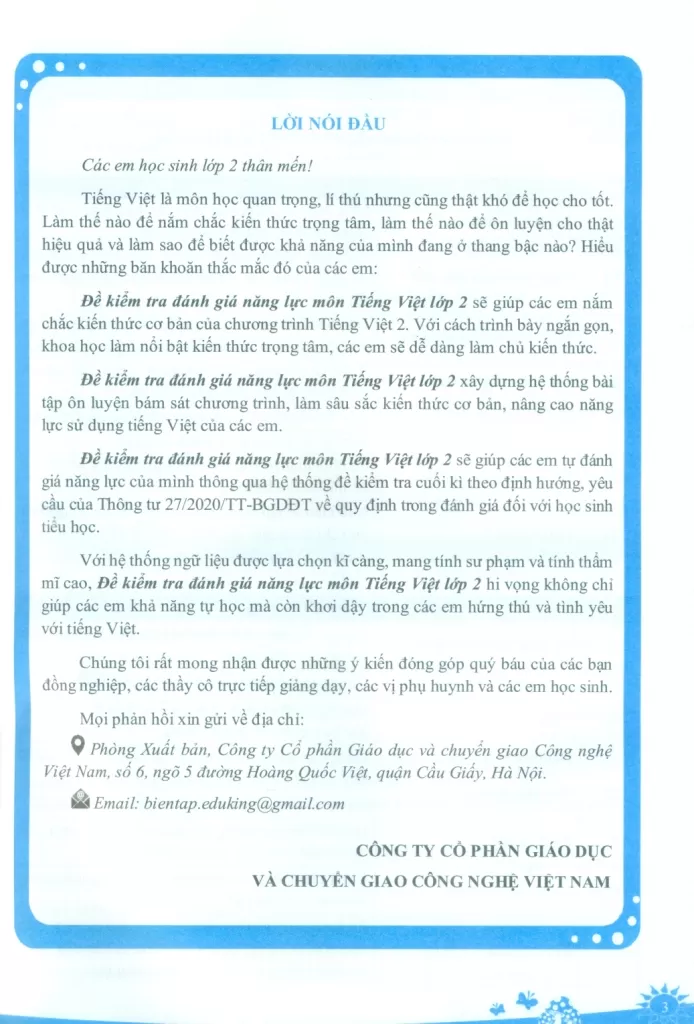ĐỀ KIỂM TRA ĐÁNH GIÁ NĂNG LỰC MÔN TIẾNG VIỆT LỚP 2 (Dùng chung cho các bộ SGK hiện hành)